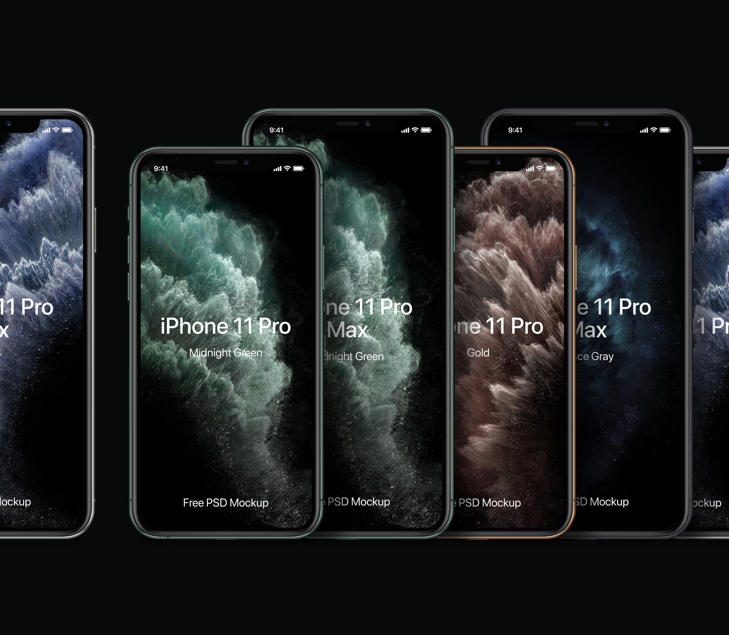 Set of Modern iPhone Pro Mockup with Different Colors