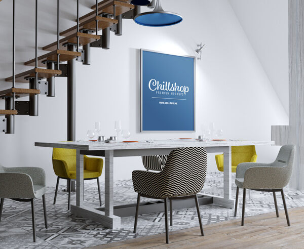 Hanging Poster in a Modern Interior Mockup