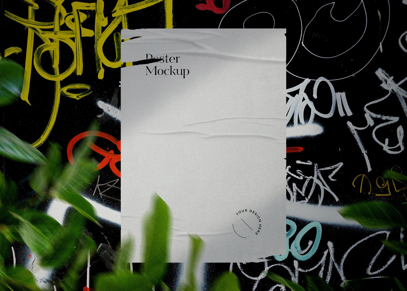 Graffiti Wall, Ragged Poster Mockup