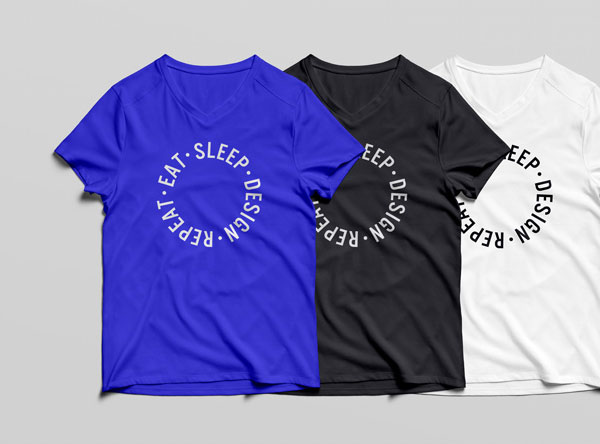 Front and Back View V-Neck T-Shirt Mockup