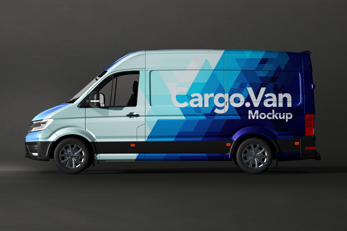 Vinyl Van Wrapping Mockup Featuring Side View