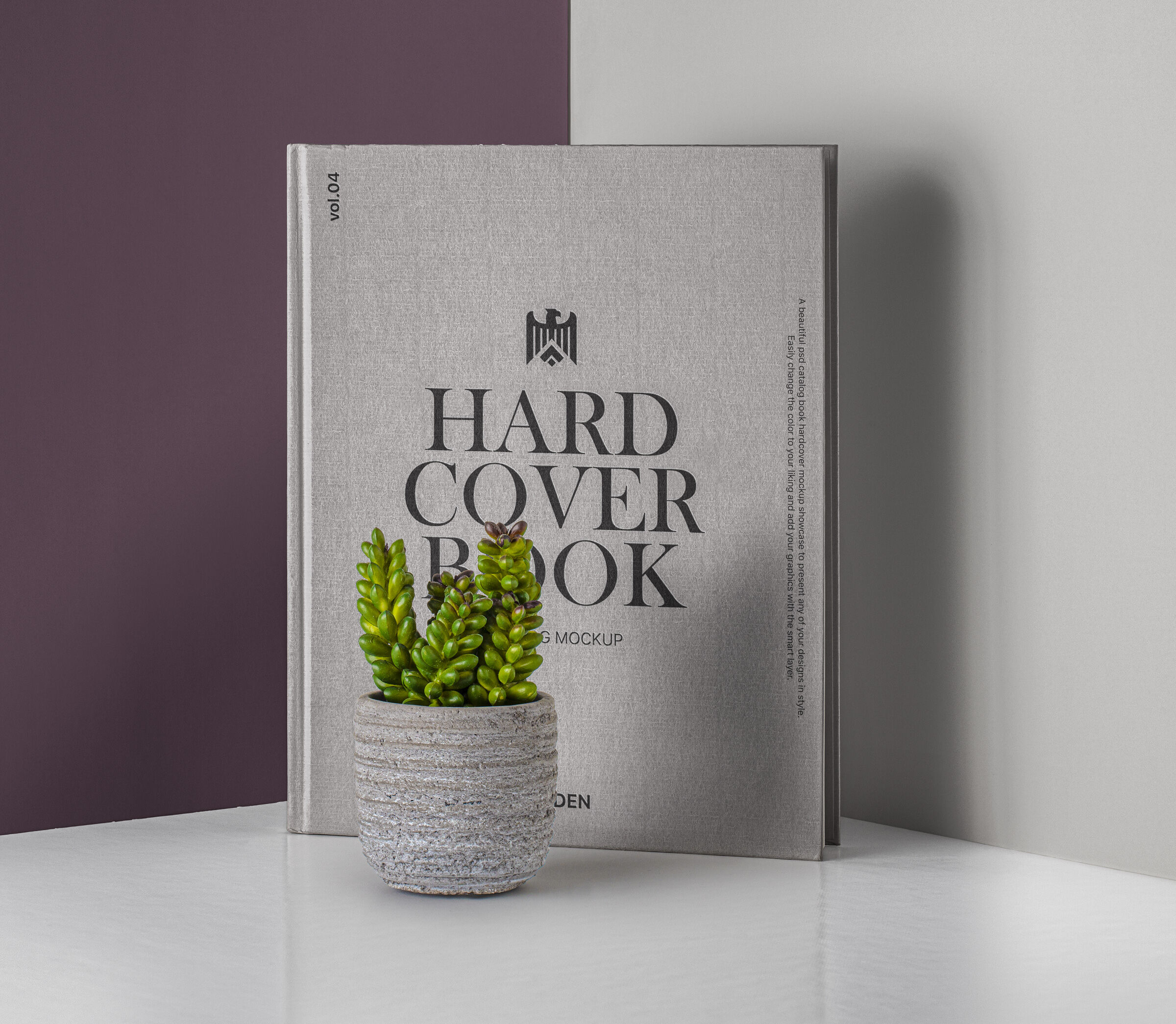 Vertical Hardcover Book Placed Behind a Flowerpot preview