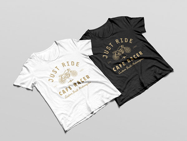 Two Angle-View Wrinkled T-Shirts Mockup