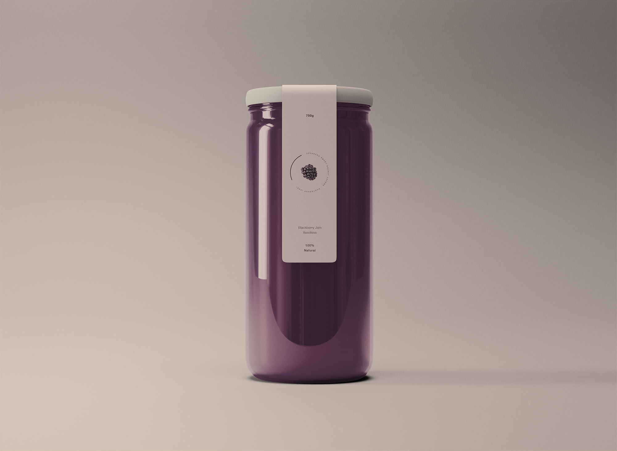 Cylindrical Tall Glass Jar with Label Mockup