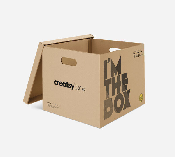 Angled Cardboard Moving Box Mockup