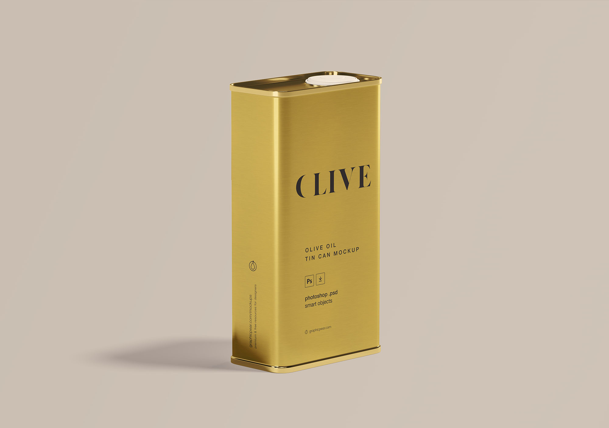 Standing Metallic Olive Oil Tin Can Mockup