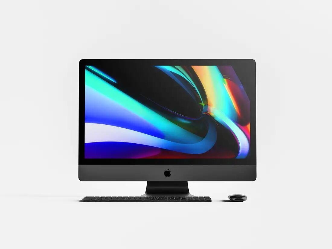 iMac Pro Front View on White Environment Mockup