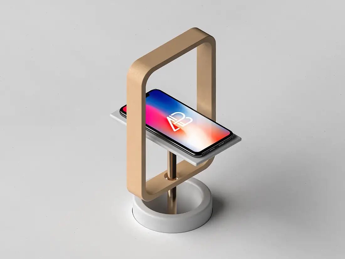 iPhone X on a Modern Stand Mockup