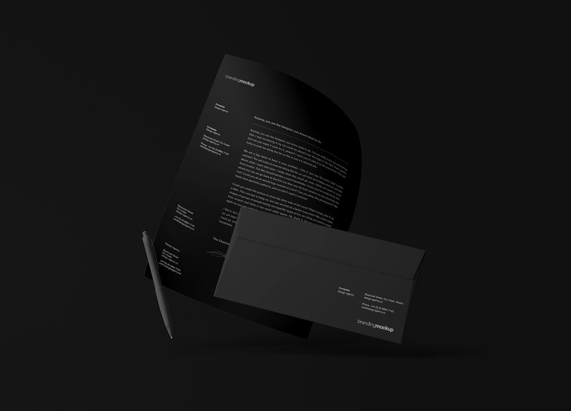 Dark Floating Stationery Mockup For Branding