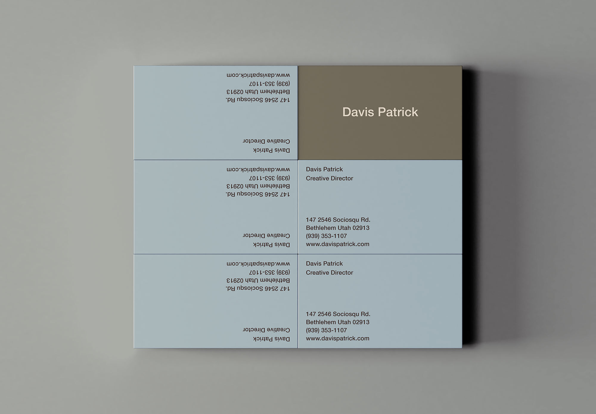 Grid of Six Business Cards Mockup