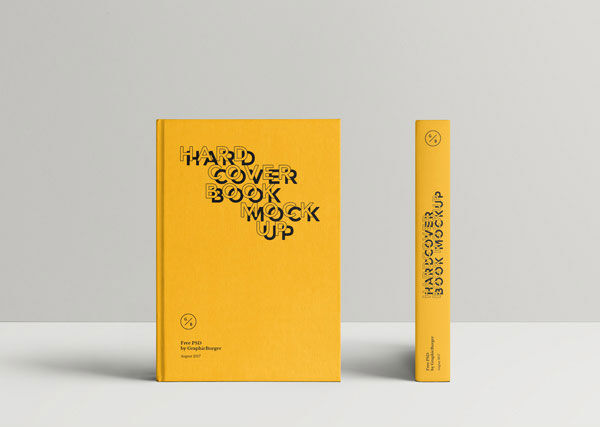 Mockup Showcasing Front and Spine View of a Hardcover Book