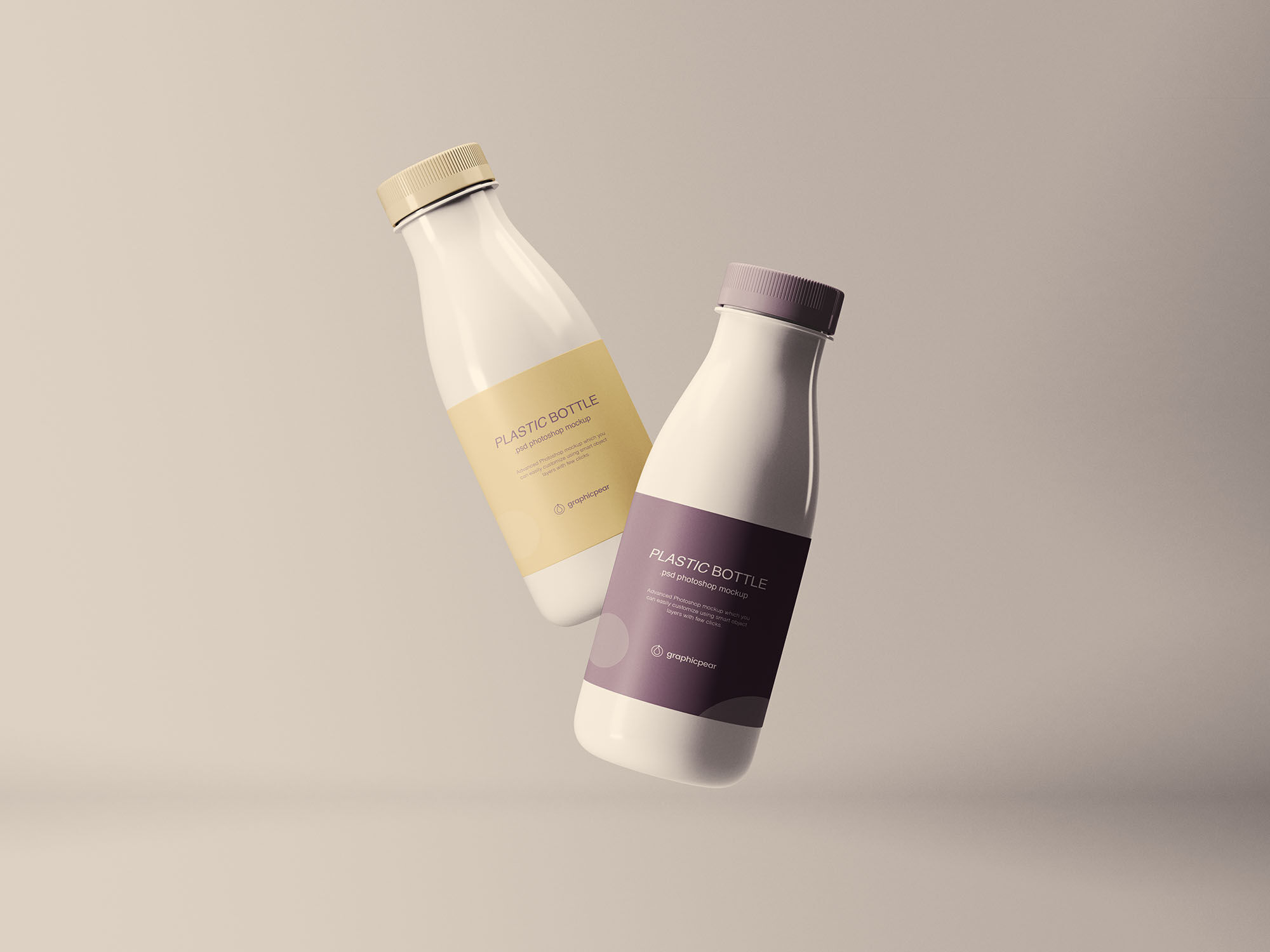 Two Floating Plastic Bottles Mockup