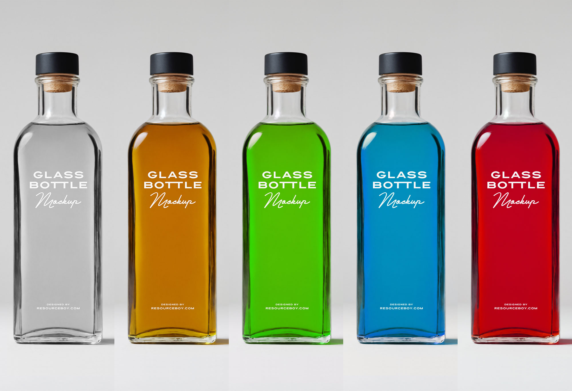 Glass Bottle Mockup with Liquid
