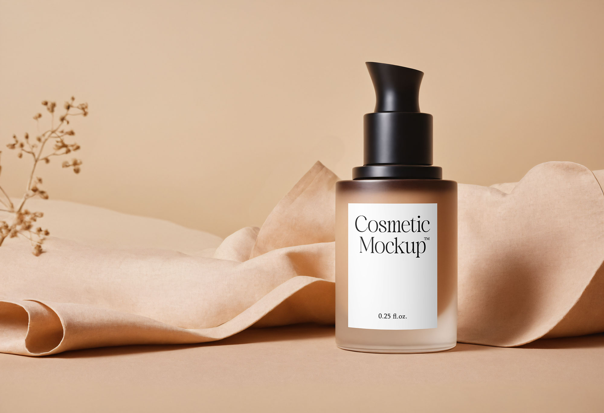 Cosmetic Bottle Mockup with Fabric