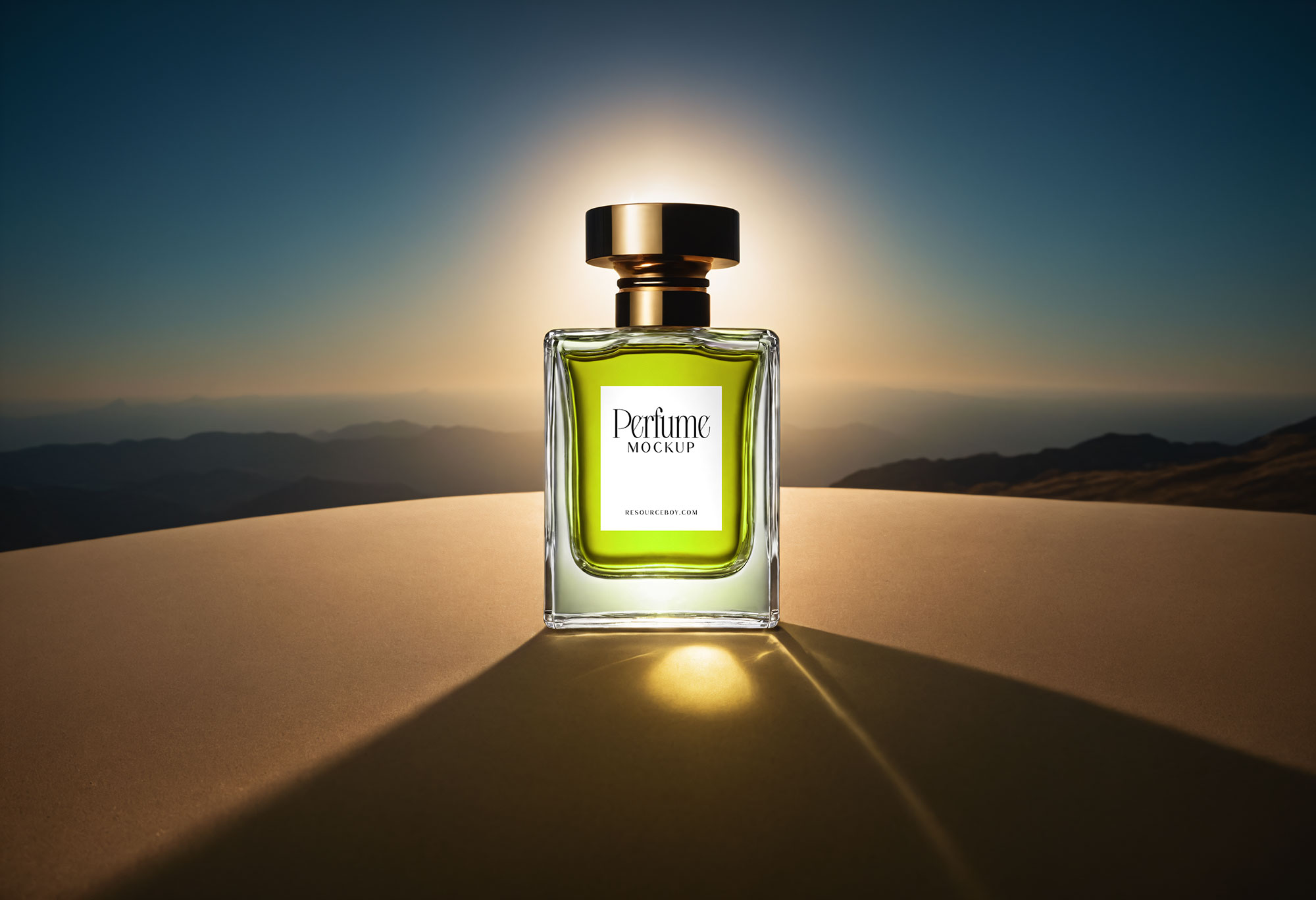 Perfume Bottle Mockup with Mountain View