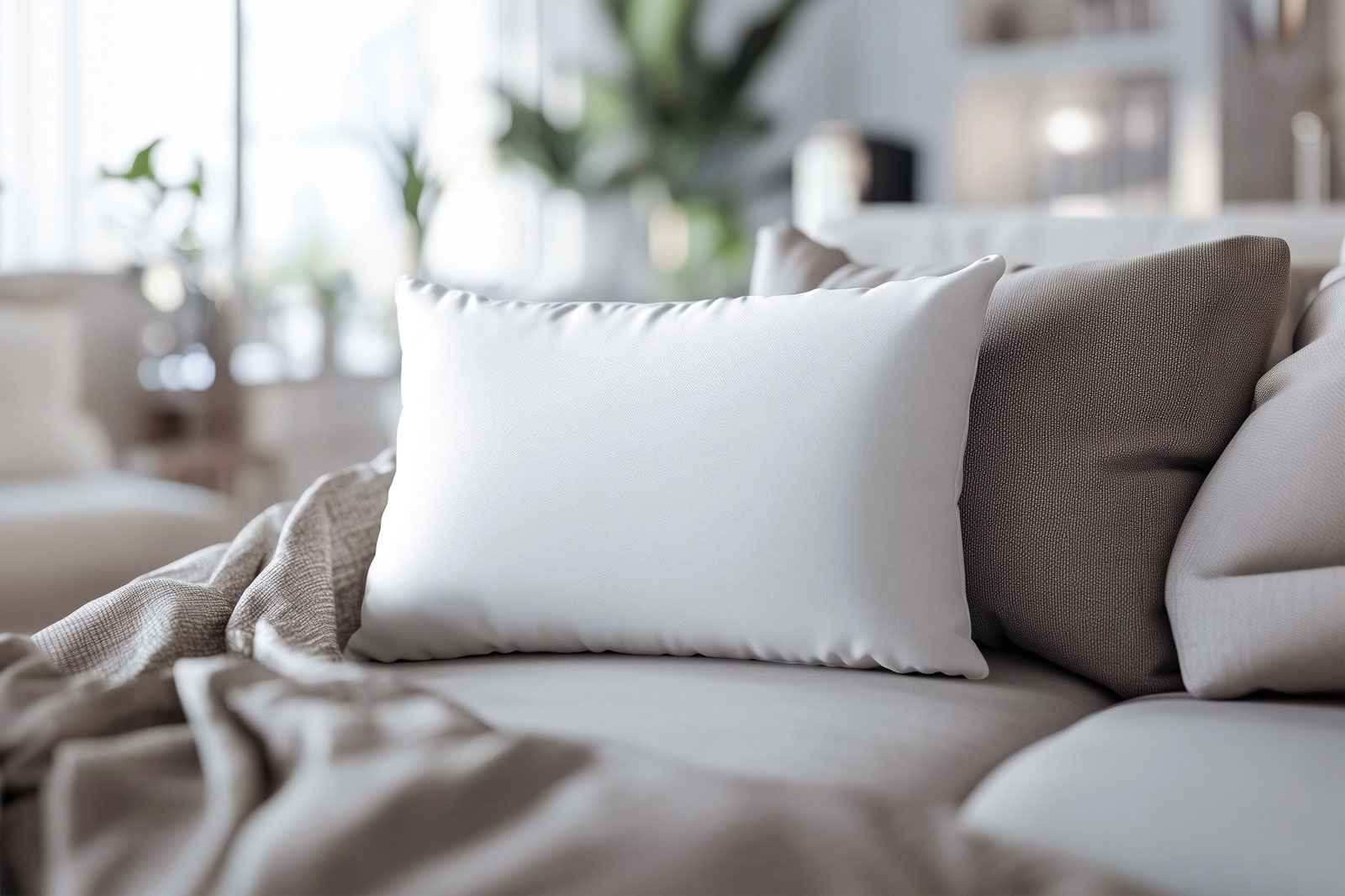 Rectangle Pillow Mockup on Couch preview