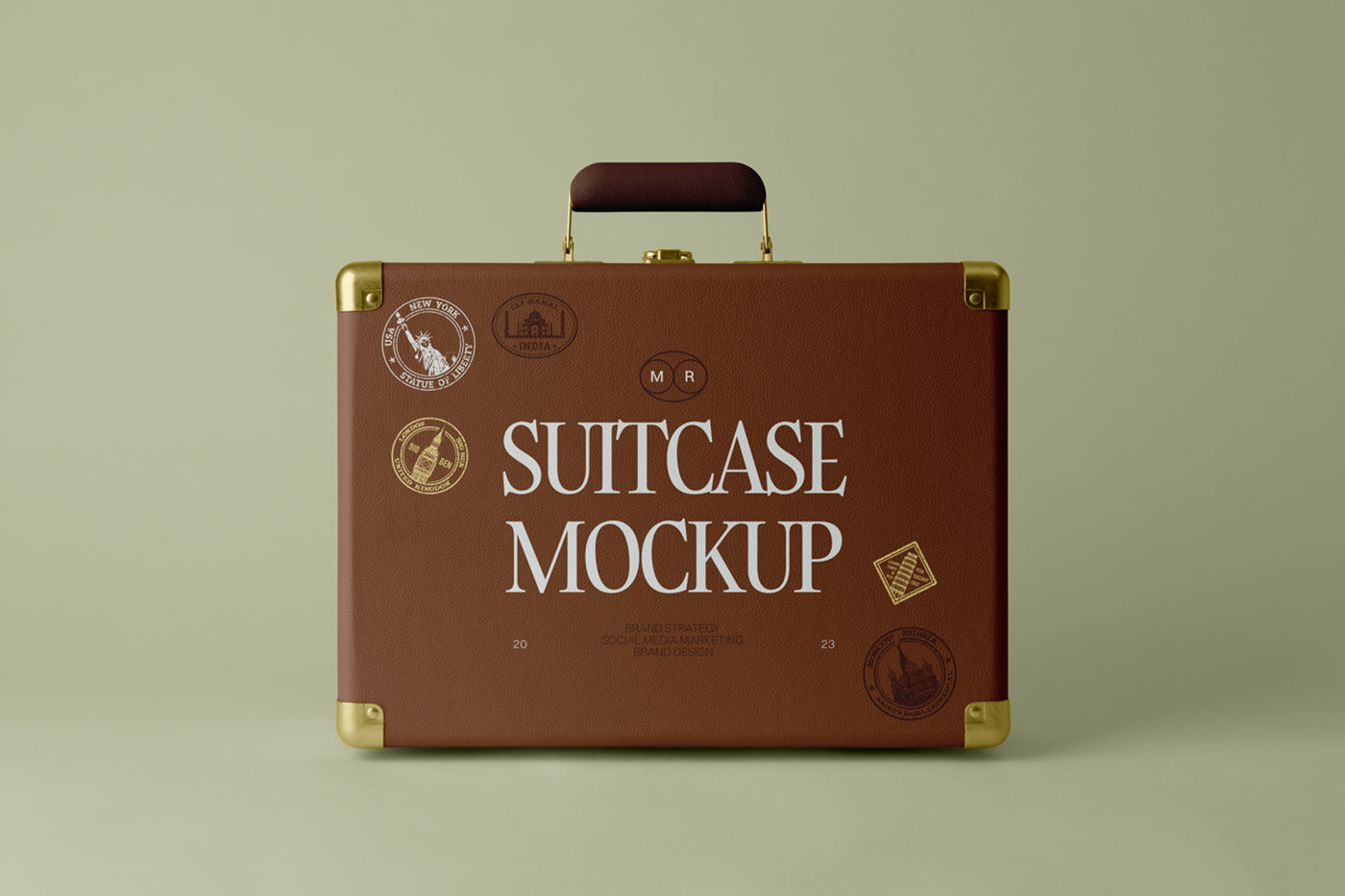 Front View of Standing Suitcase Mockup preview
