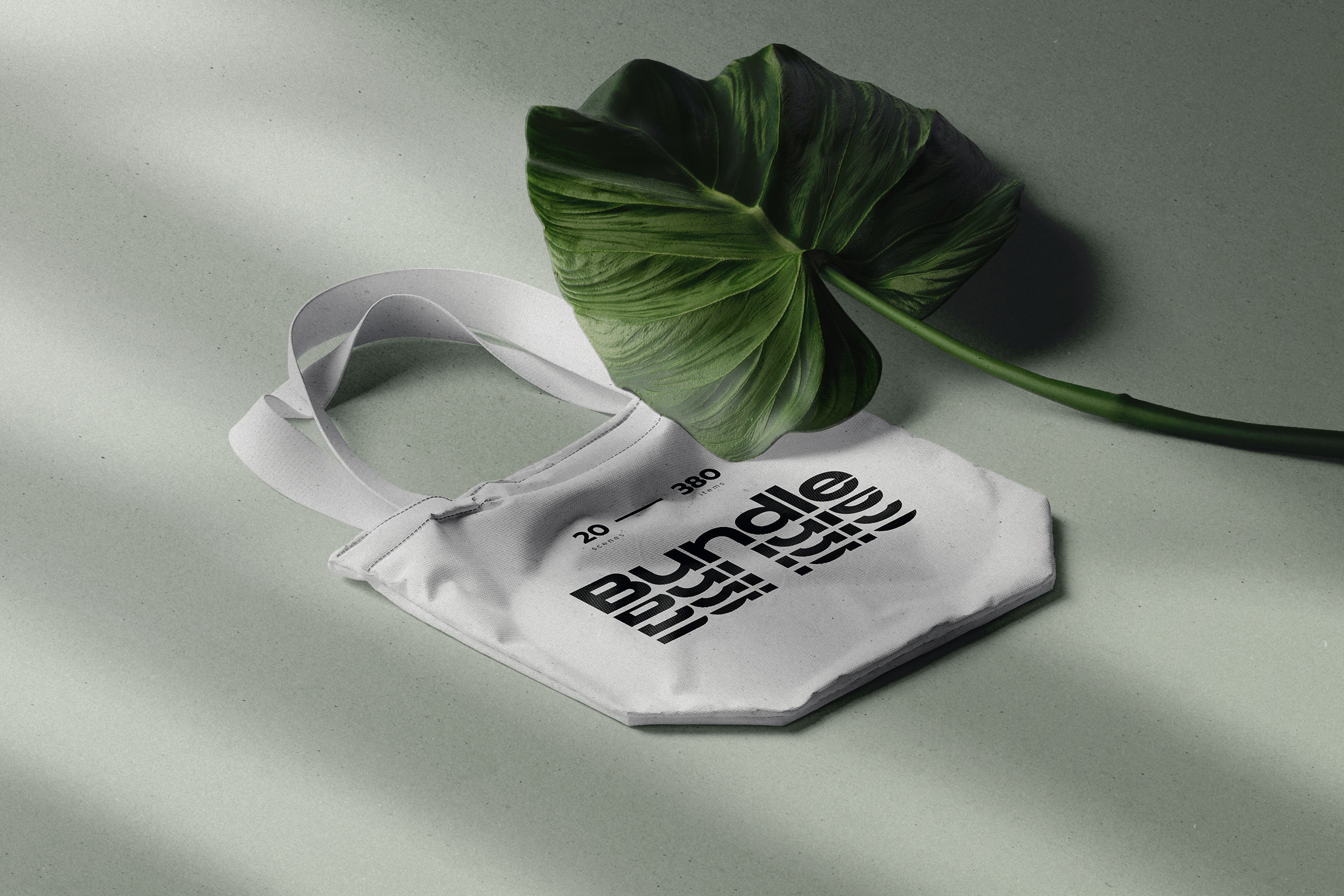 Fabric Bag Mockup in Isometric View with Tropical Leaf preview