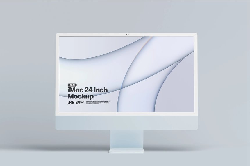3 Mockups of a 2021 iMac 24-inch in Multiple Angles preview