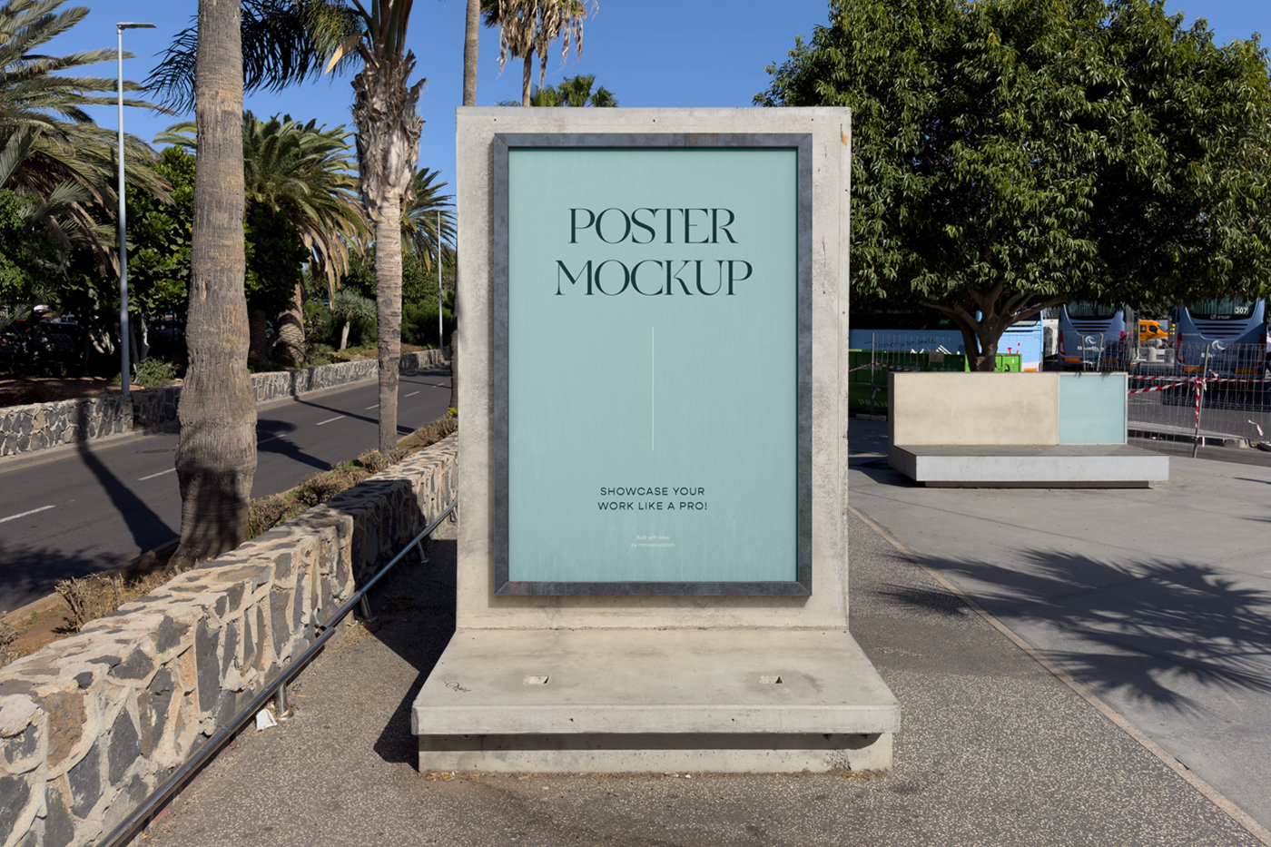 Citylight Street Poster Mockup in Front View with Trees preview