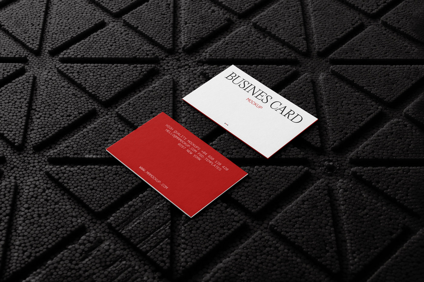 2 Business Cards in Perspective View Mockup Lying on Styrofoam preview