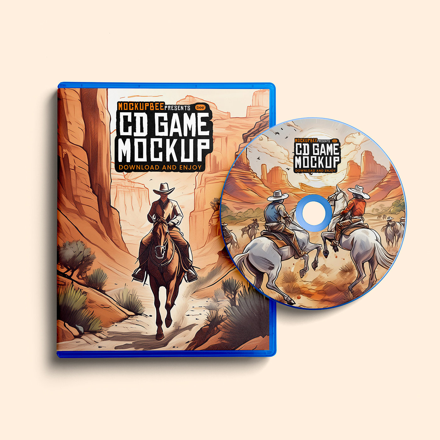 Top View CD Game with its Box Mockup preview