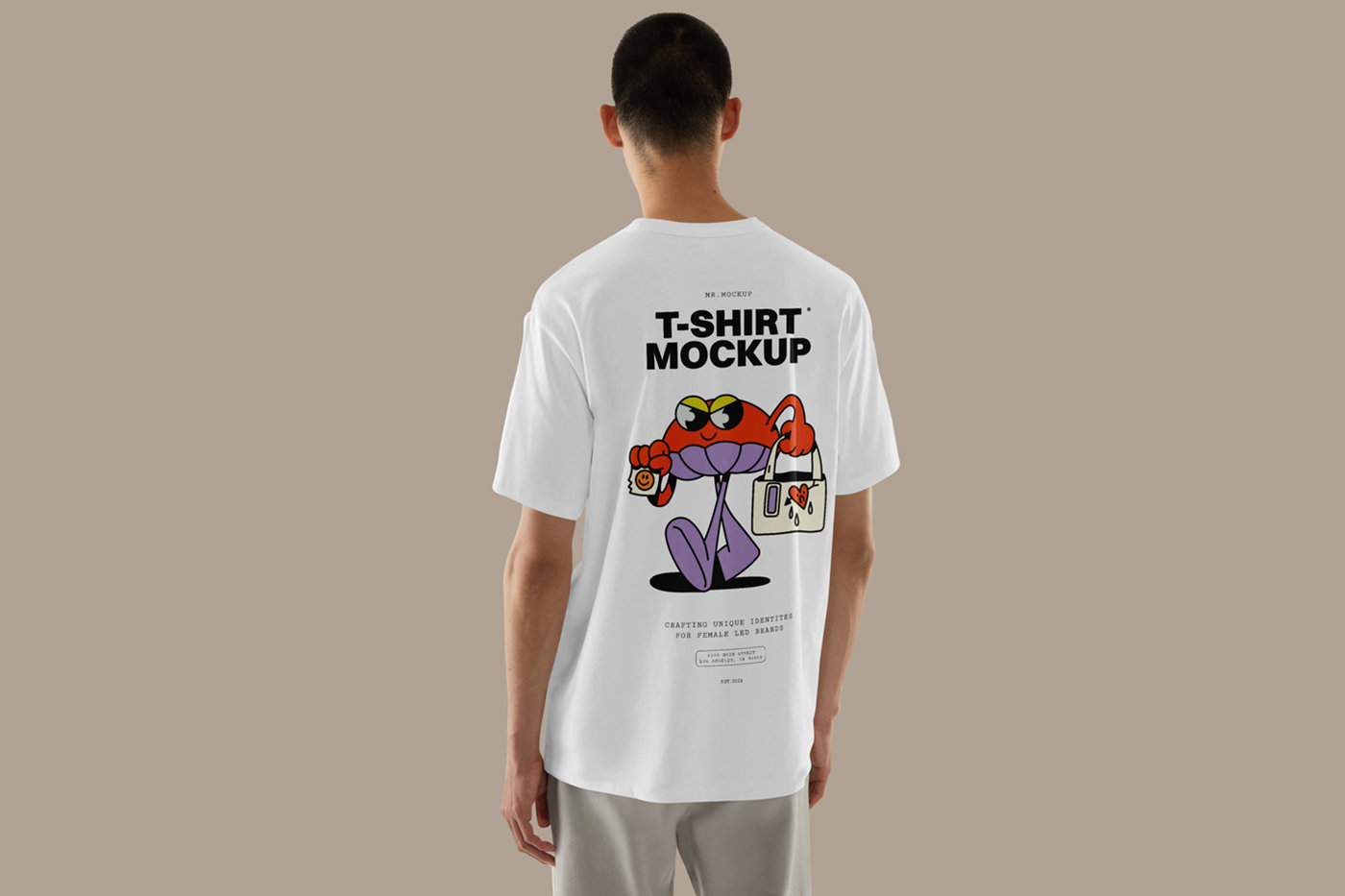 Backside T-Shirt Mockup Worn by a Man preview