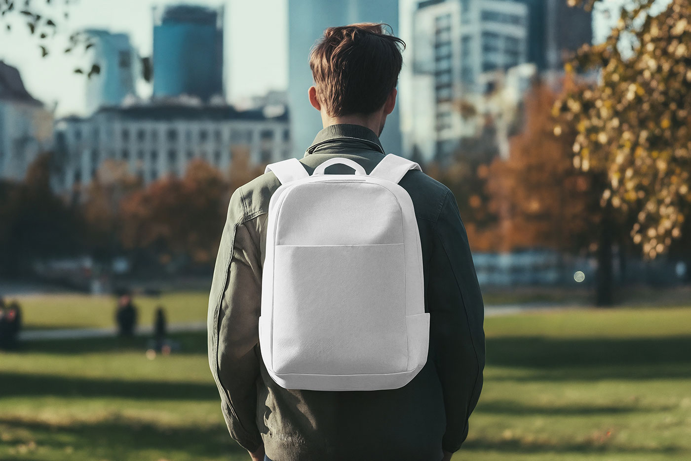 Backpack on Men Mockup