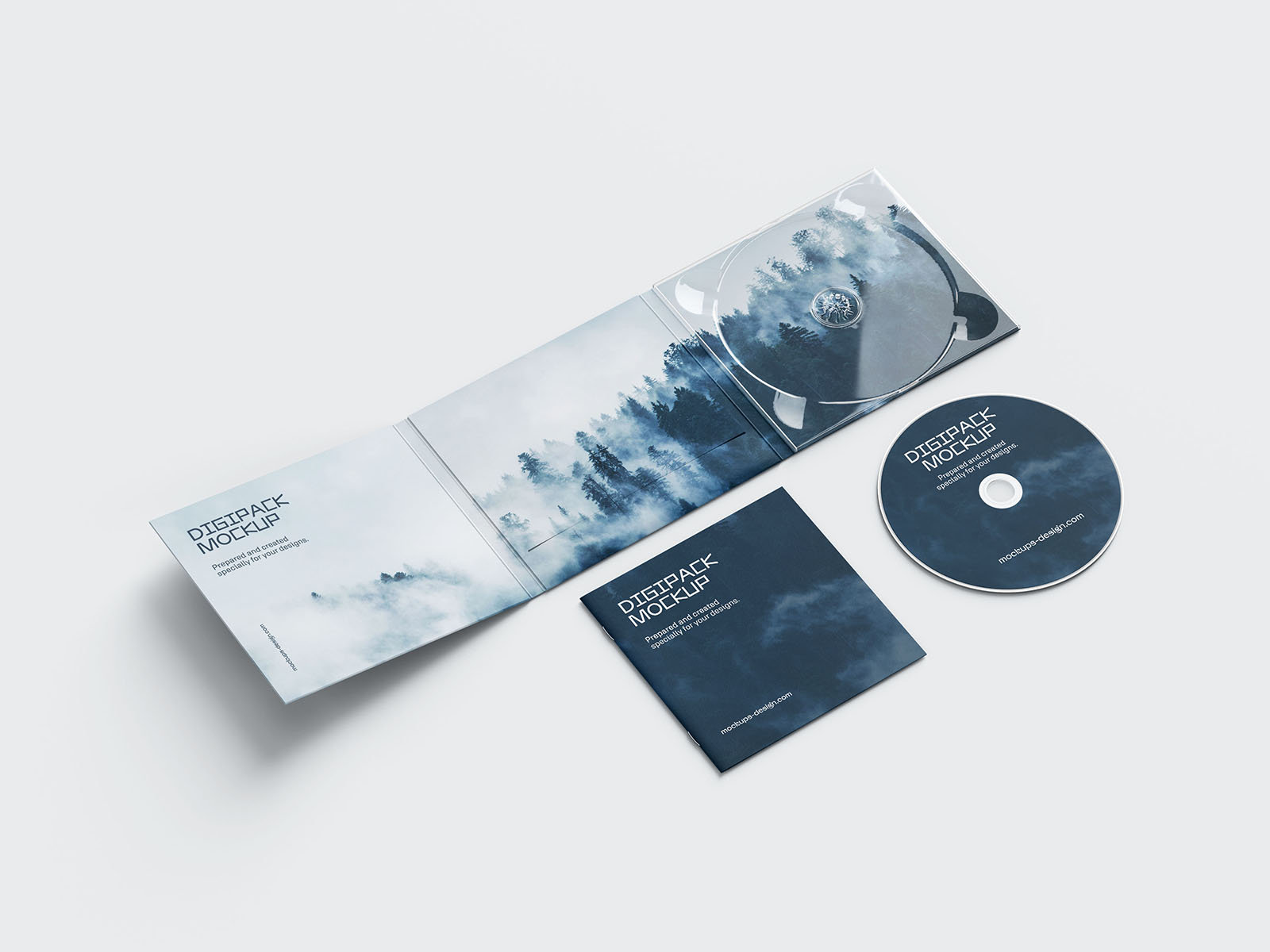 5 Digipack Mockups with CD Cover and CD preview
