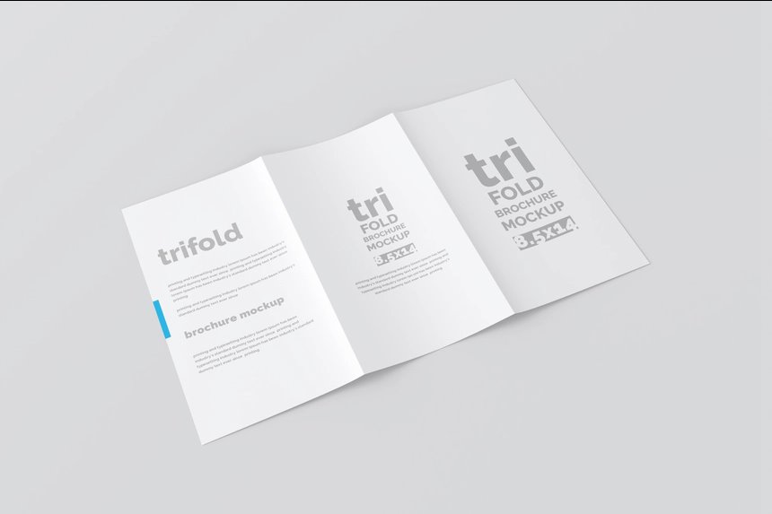 3 Minimal Trifold Brochure Mockups in Different Angles preview