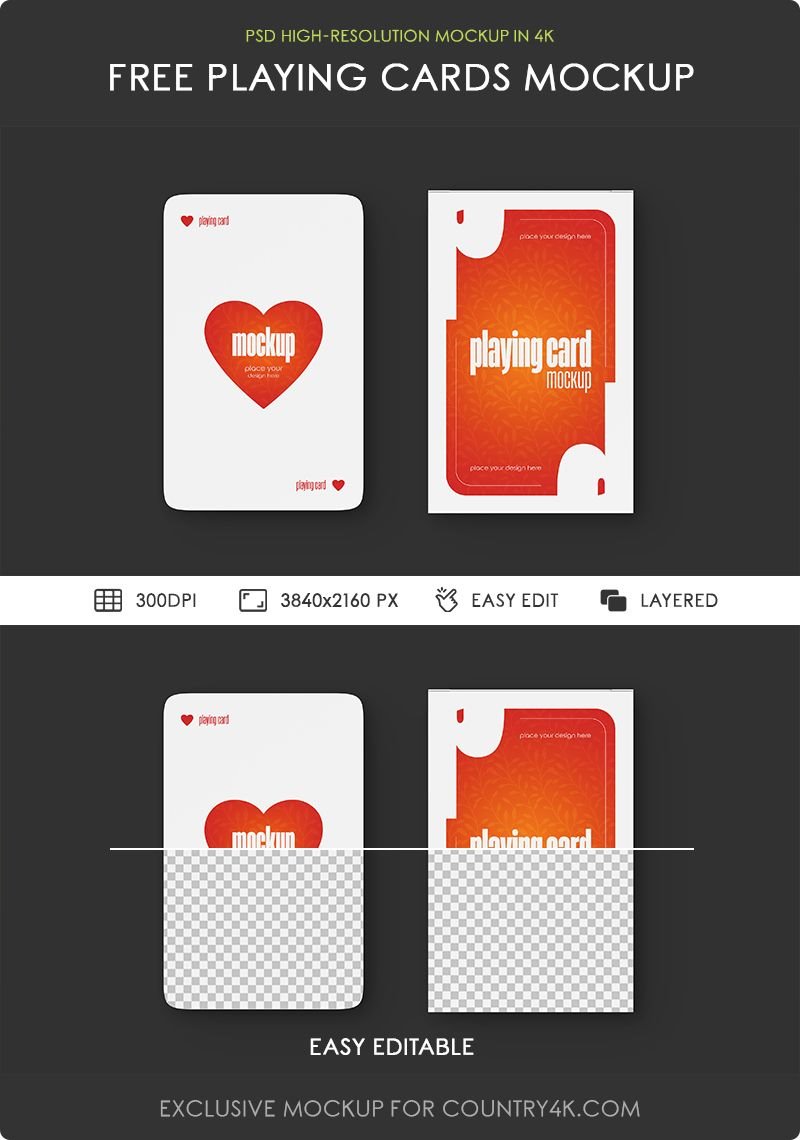 Front Shot of Playing Cards Mockup