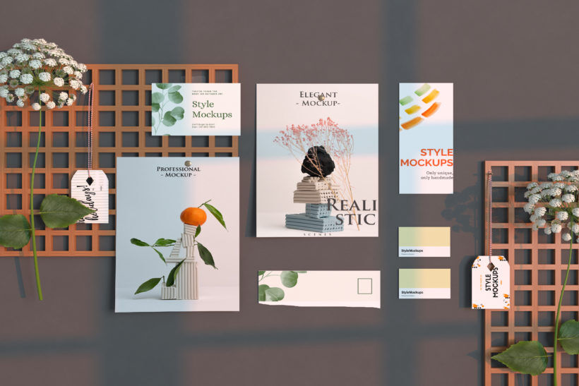 Minimal Wooden Mood Board Mockup