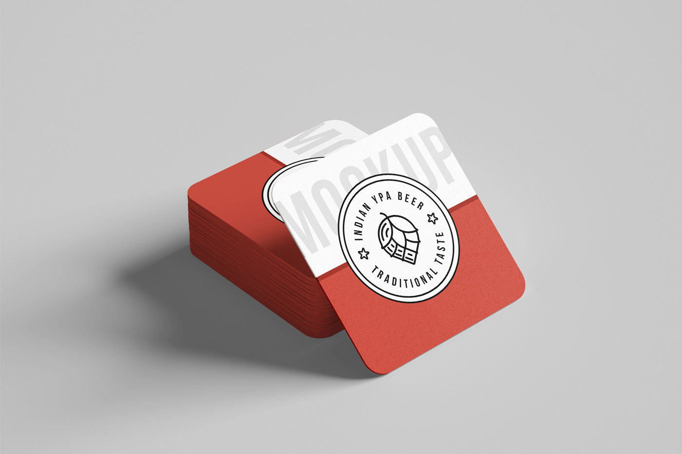 Mockup Showing a Stack of Square Coasters preview