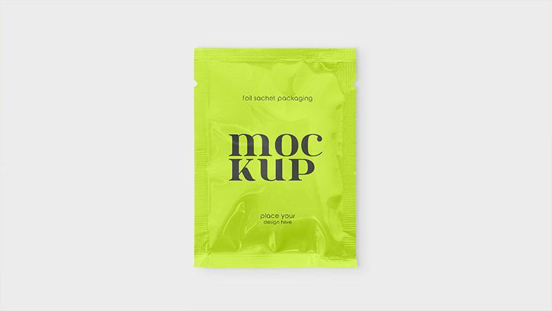 2 Shots of Foil Sachet Packaging Mockups