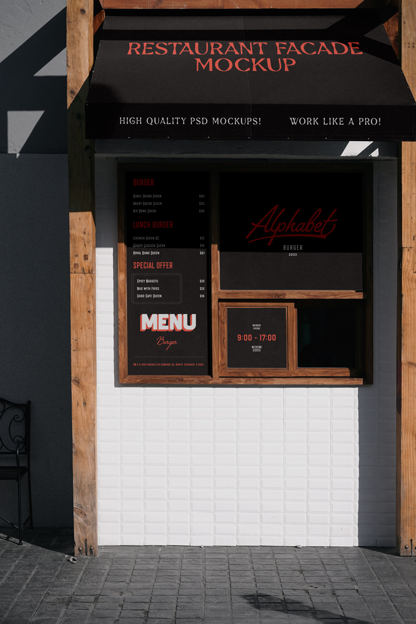 Front View of Restaurant Facade Mockup