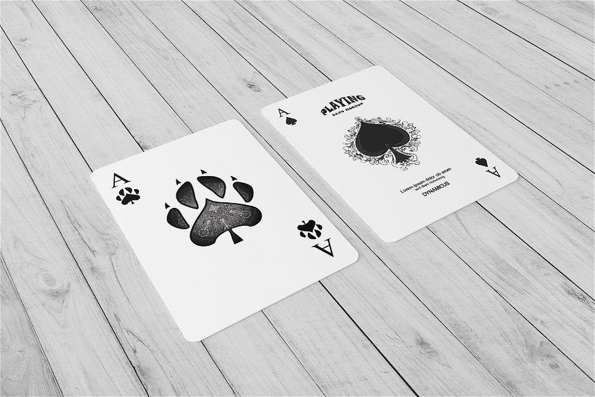 Close Shot of Playing Card Mockups in 4 Visions