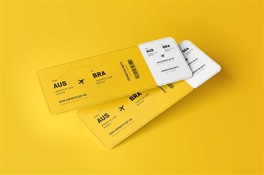 3 Varied Views of Round Corner Event Ticket Mockup
