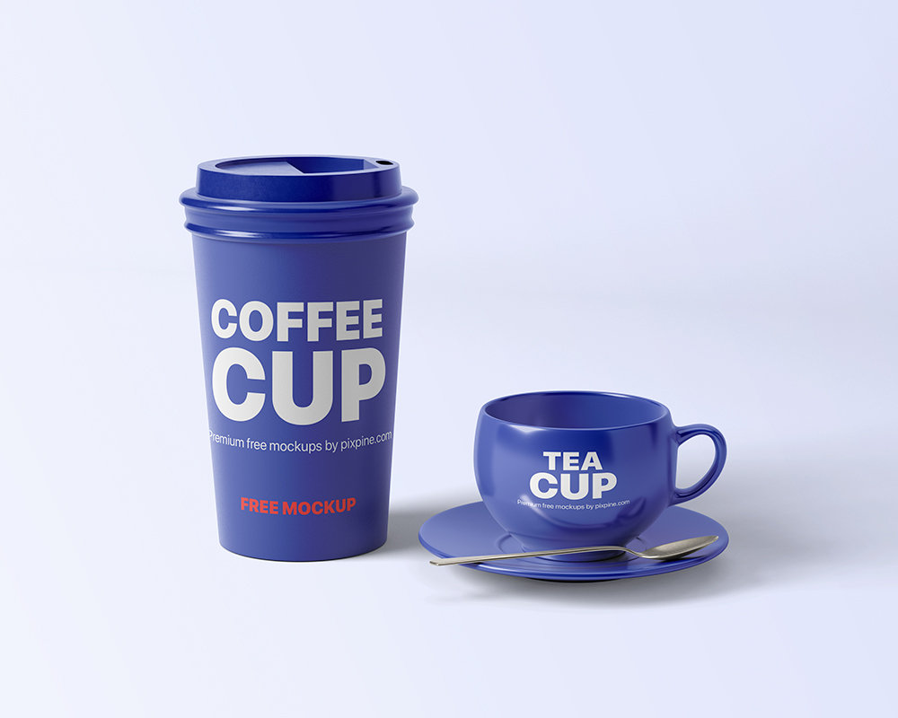 Head-on View of Coffee Mockup with Tea Cup
