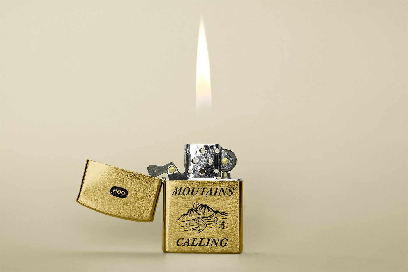 Front Showcase of Classic Metal Lighter Mockup