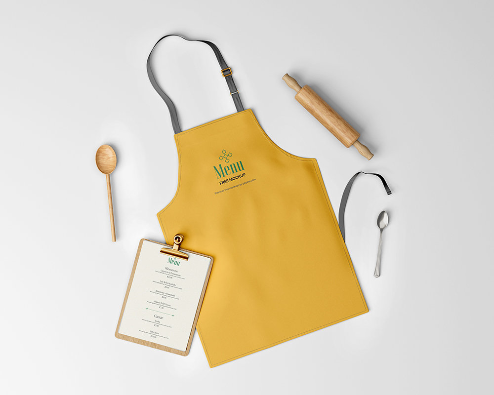 Top View of Fabric Apron Branding Mockup