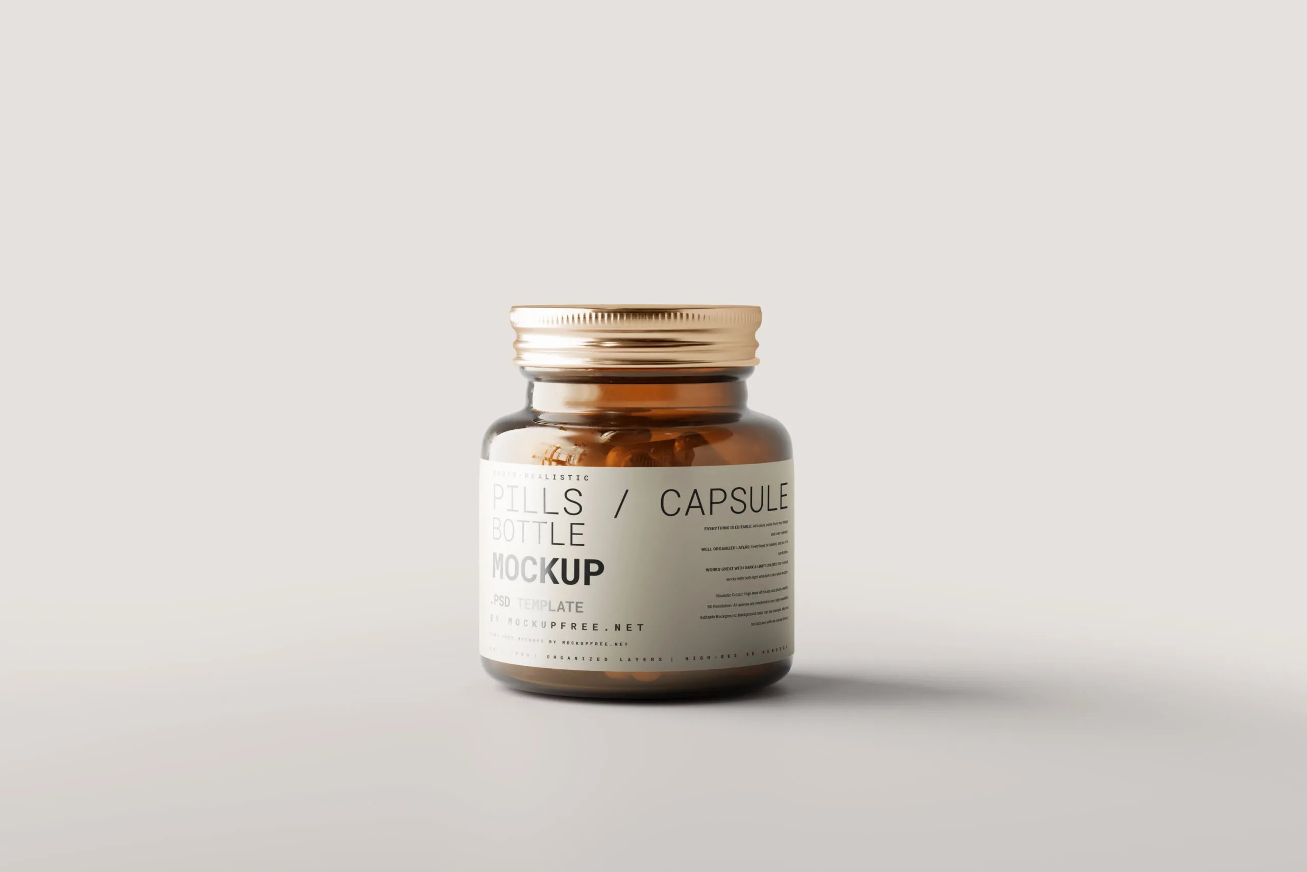 5 Pills Capsule Bottle Mockups in Varied Sights