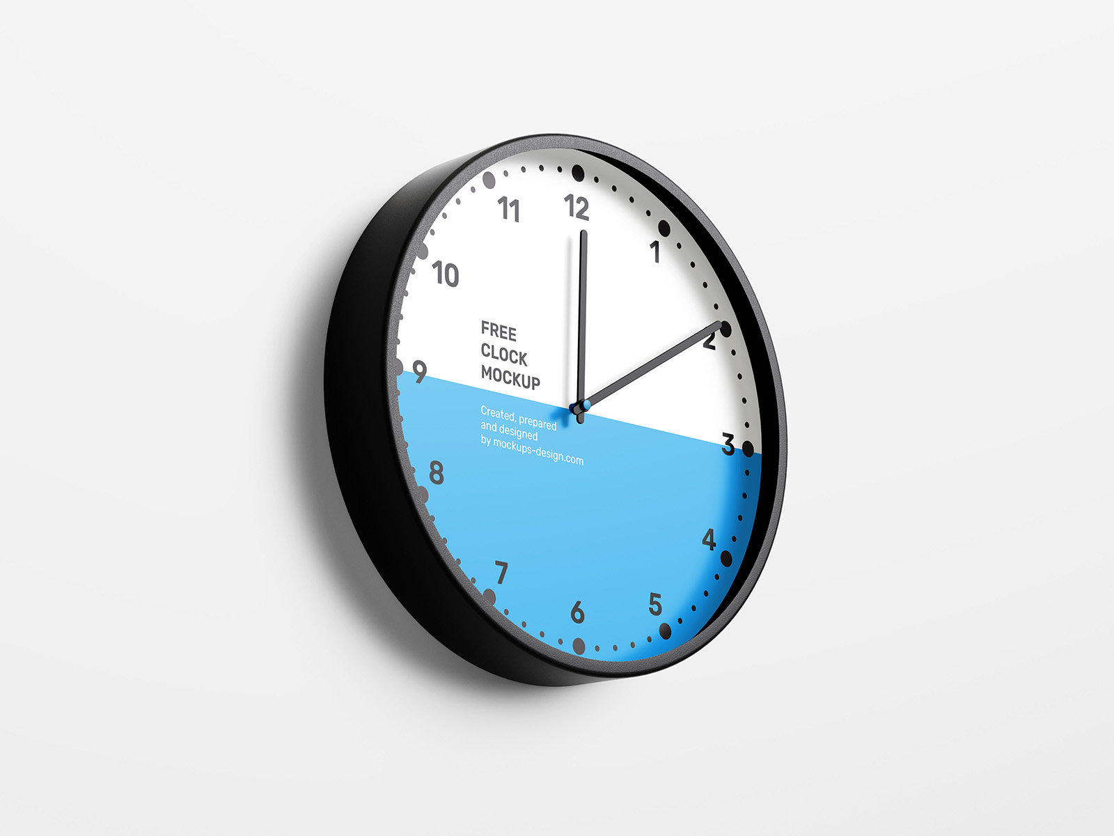 3 Clock Mockups in Front and Perspective View
