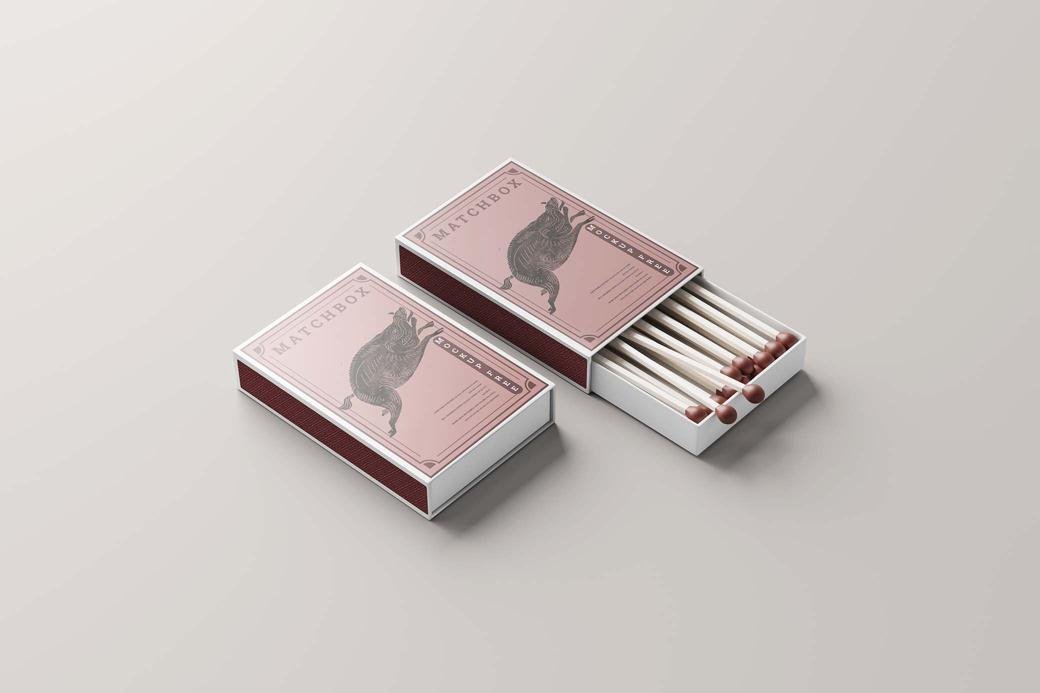 Perspective View of 2 Matchboxes Mockup