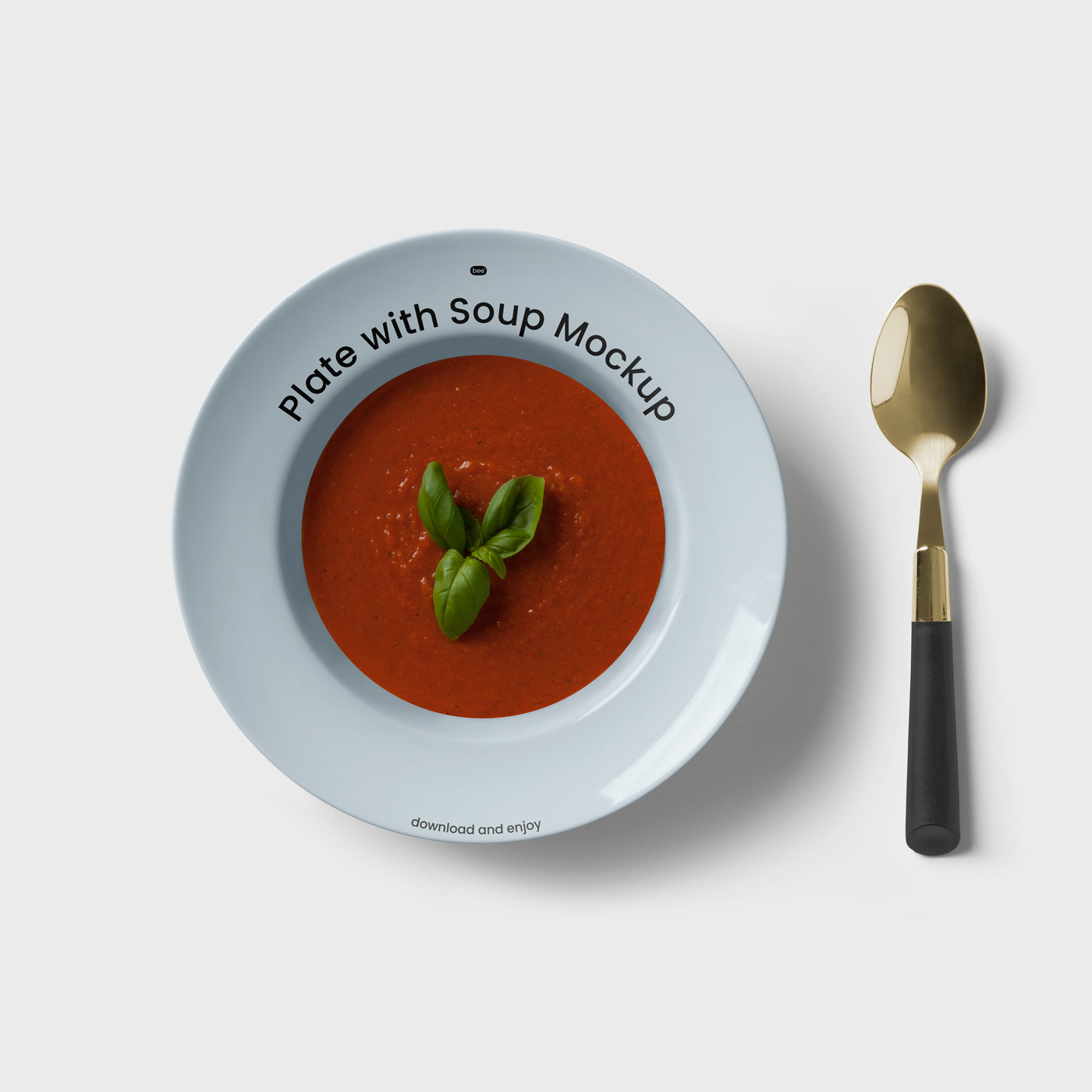 Top Sight of Plate Mockup with Soup