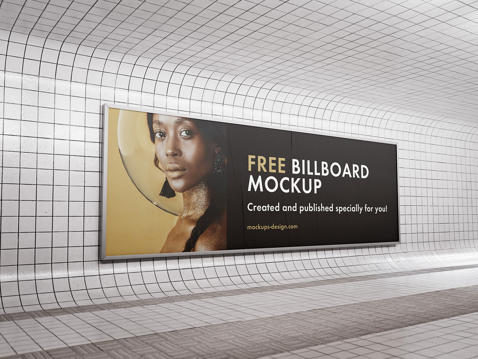2 Billboard Mockups Hanged on Subway Wall in Varied Views