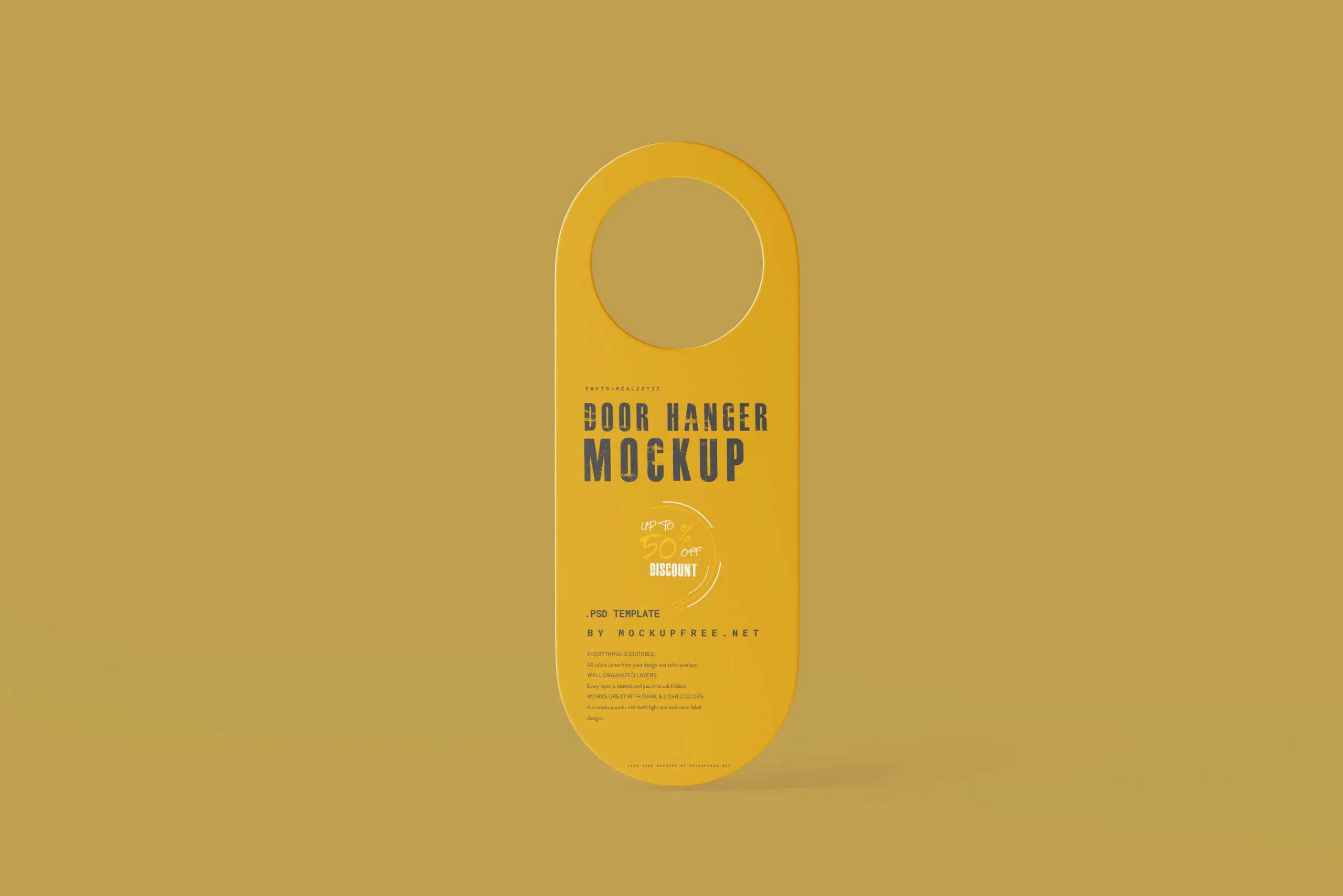 5 Door Hanger Mockups in Front and Perspective Sights