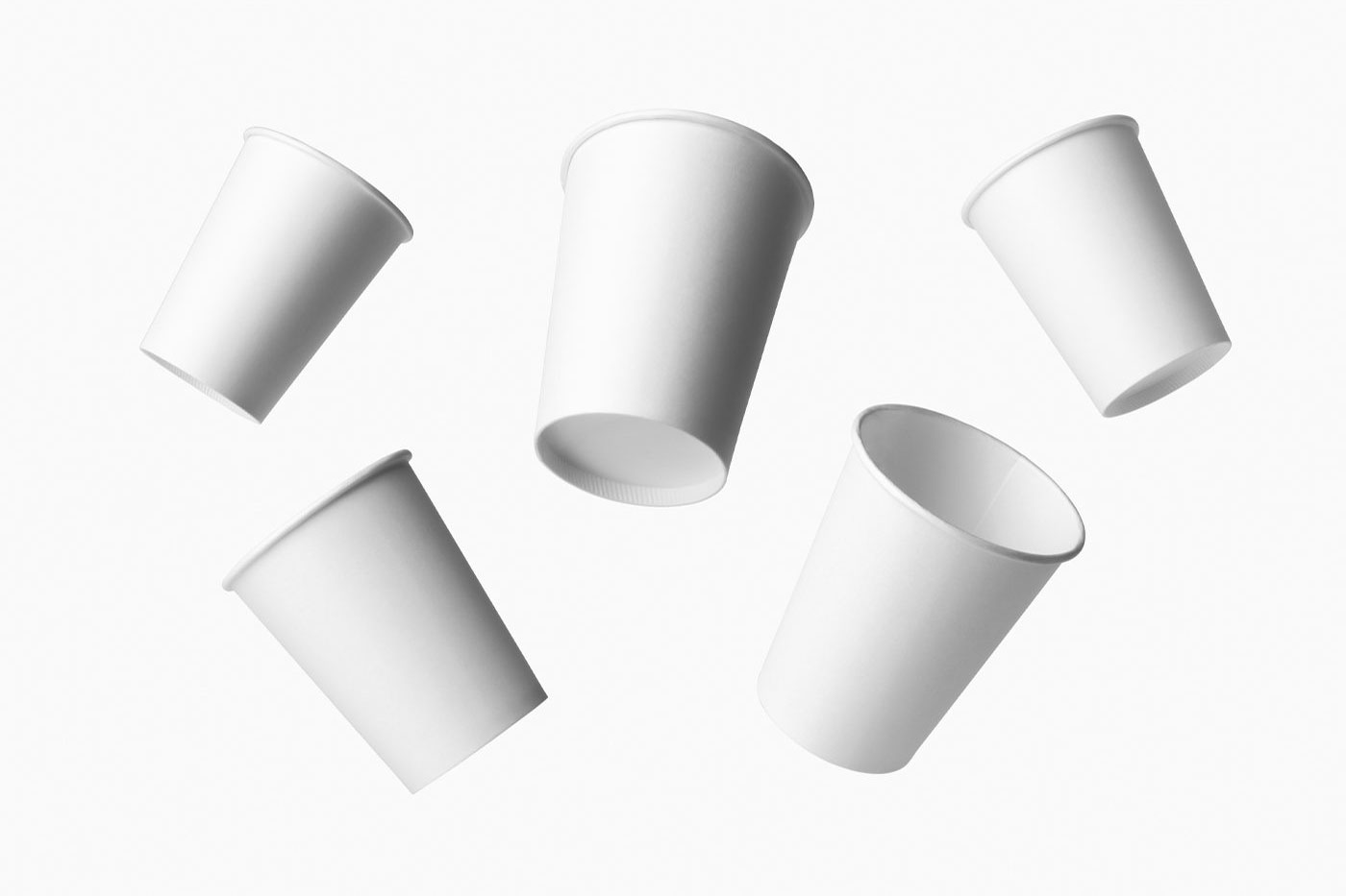 Floating Paper Coffee Cups Mockup preview