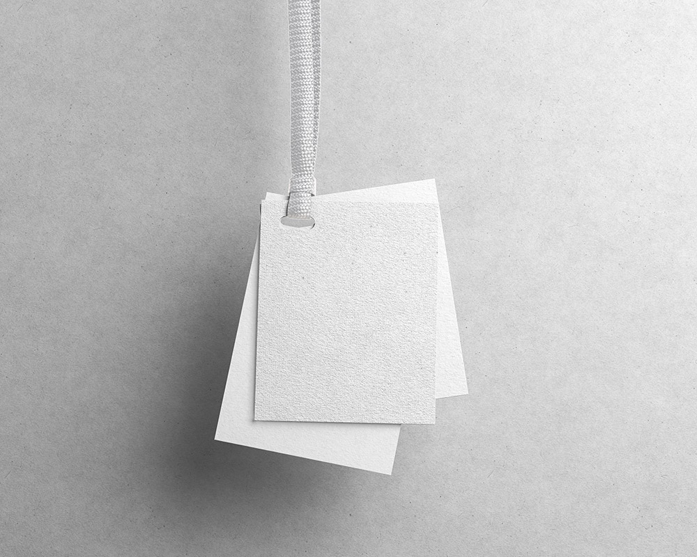 Front View of Hanging Label Tags Mockup preview