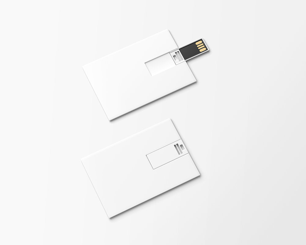2 USB Flash Drives Mockup in Perspective View
