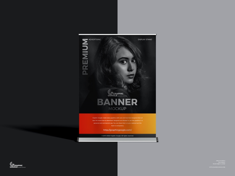 Front View of Advertising Display Stand Banner Mockup preview